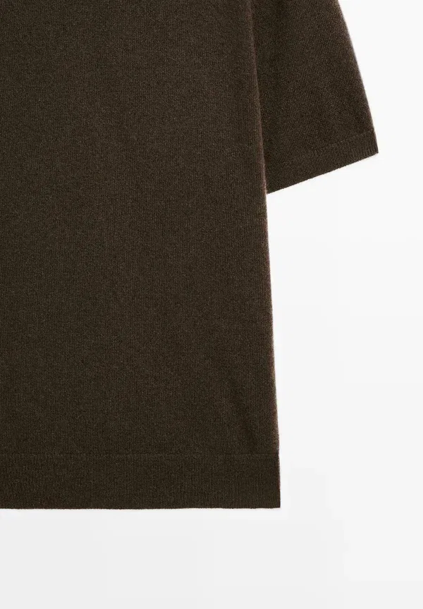 Футболка из кашемира Basic t-shirt Massimo Dutti, коричневый — фото 4