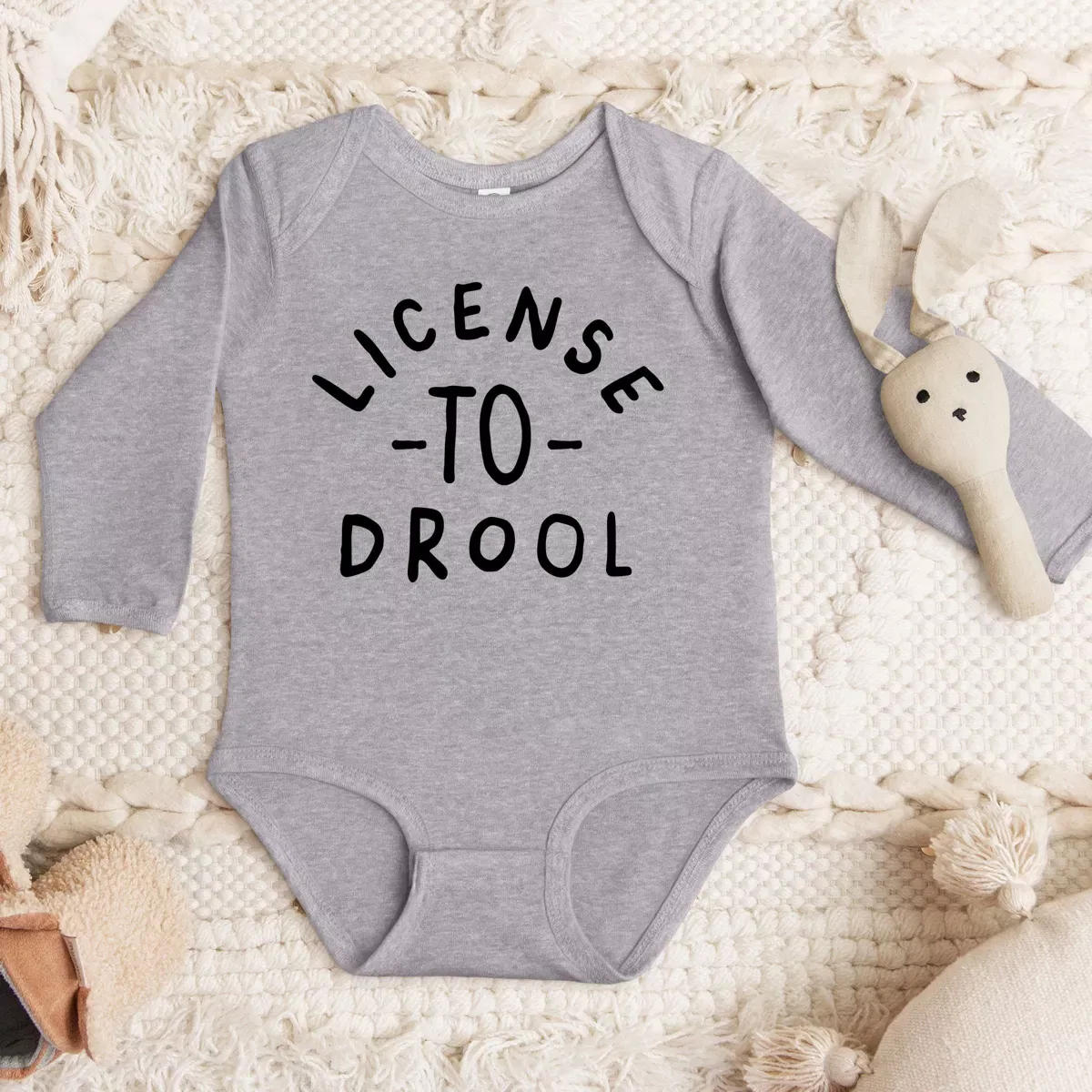 Детский боди с длинным рукавом License To Drool The Juniper Shop, Heather Grey — фото 3