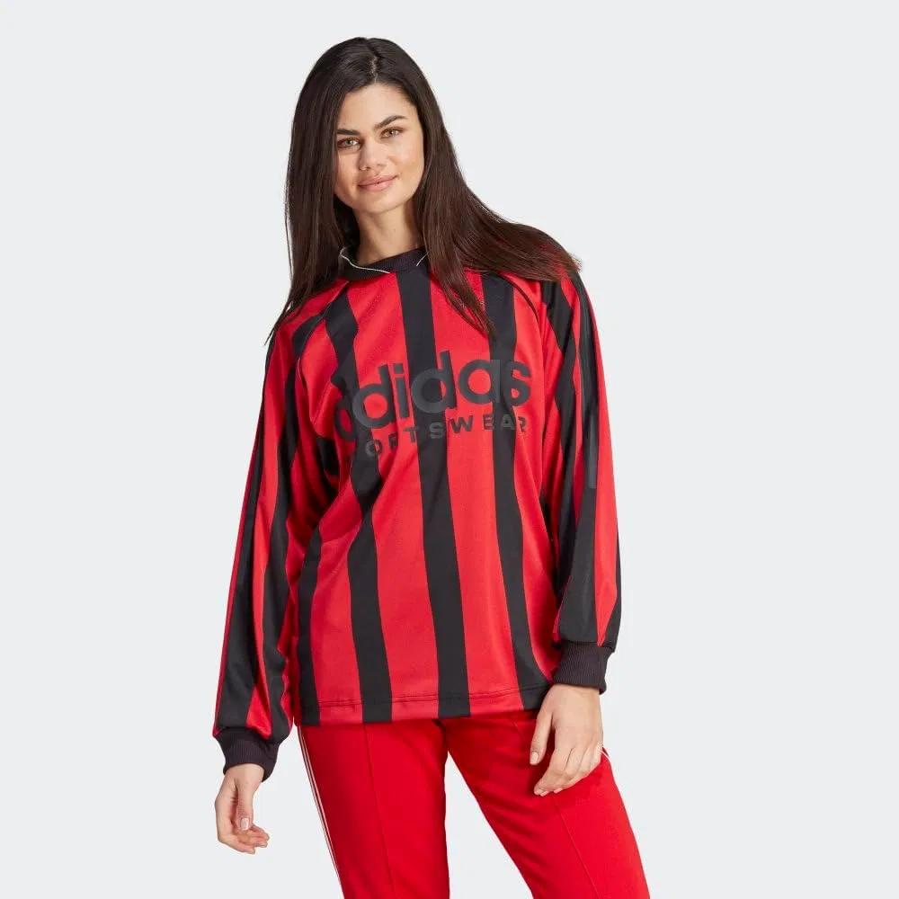 Женская футболка с длинным рукавом свободного кроя adidas, Black/Better Scarlet/White — фото 2