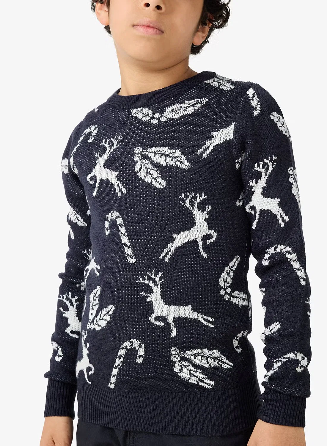 Пуловер трикотажный с длинным рукавом JJXMAS Jack & Jones Junior, небесно-голубой — фото 3