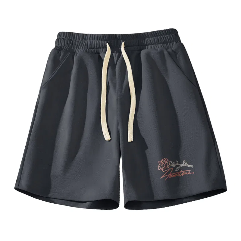 Детские шорты повседневные [300g Heavyweight] Dark Gray (English Rose Pants with Center Logo) MINISO, Dark Gray