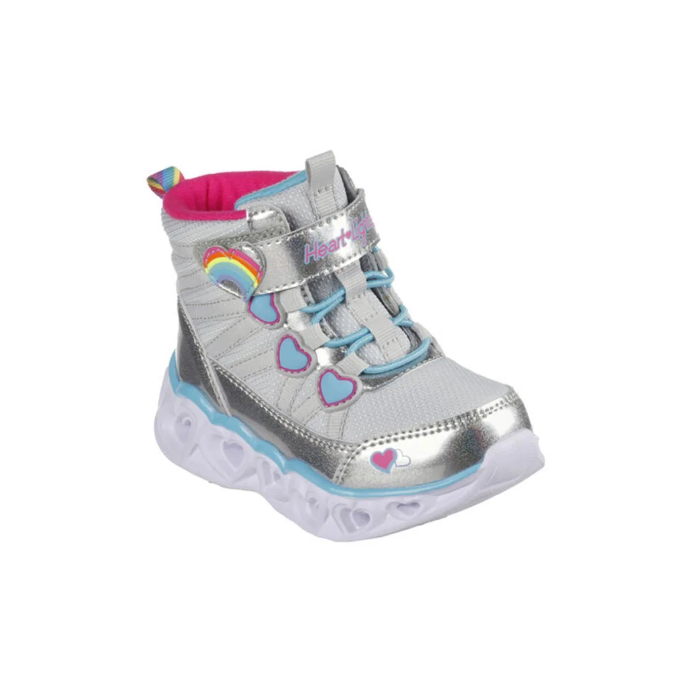 Детские зимние сапоги для девочек с подсветкой Skechers, Silver