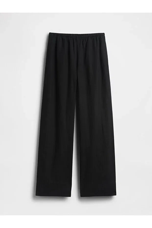 Женские широкие брюки из льна Gap, Black-008 — фото 2