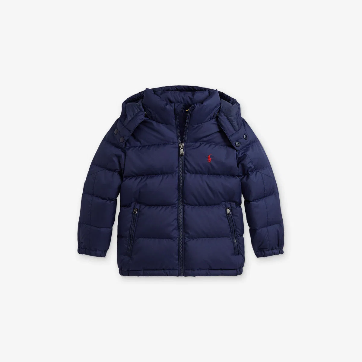 Детская стеганая пуховая куртка-бомбер с вышитым логотипом Polo Ralph Lauren, темно-синий