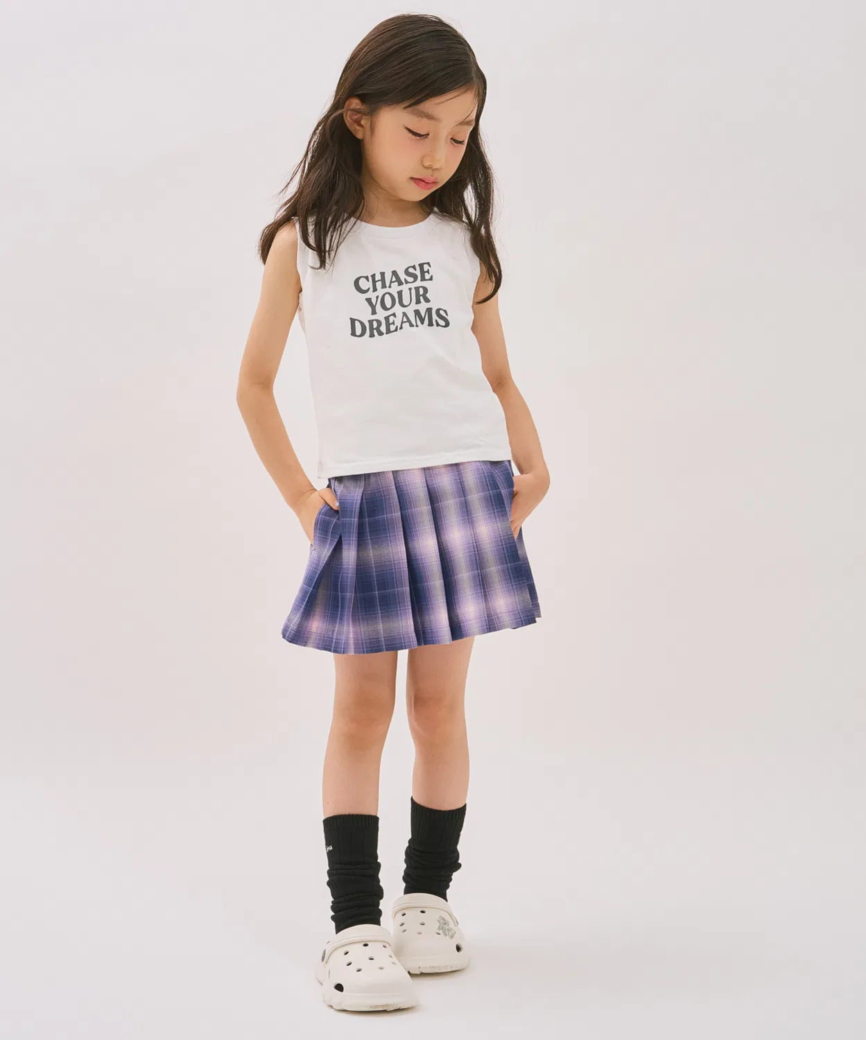 Детская плиссированная юбка с шортами Assorted Check Pleated Skirt minimal, Lavender — фото 4