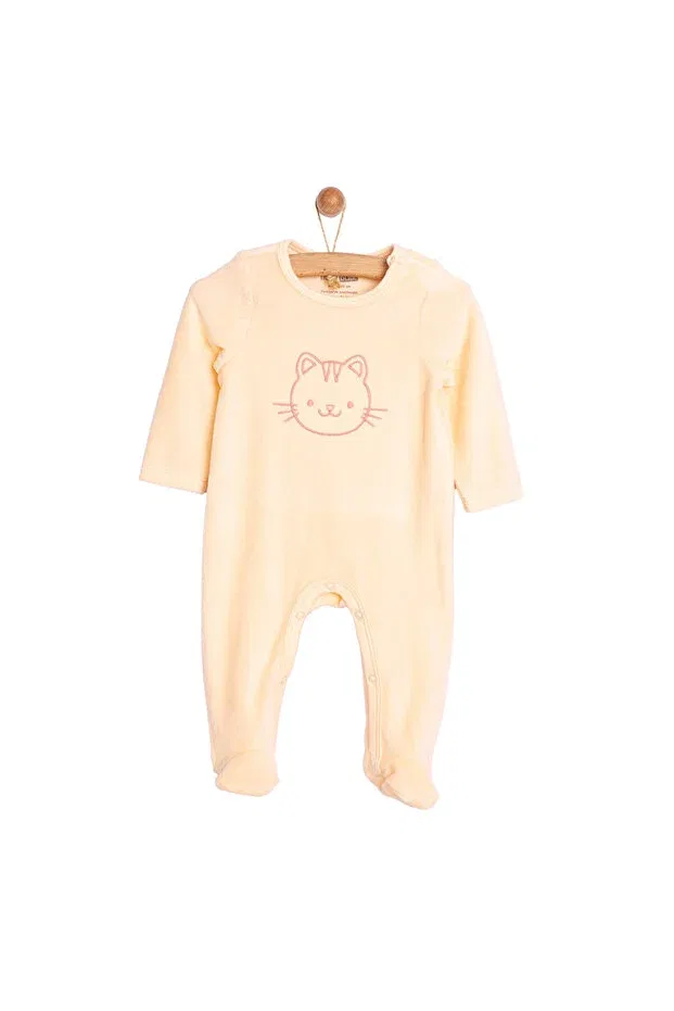 Детский комбинезон для девочек с вышивкой из вельвета Ebebek Hello Baby, Салмон