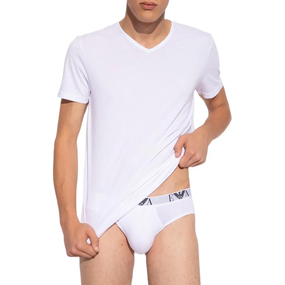 Мужские трусы-боксеры с логотипом, комплект из 2 шт., EMPORIO ARMANI, White — фото 3