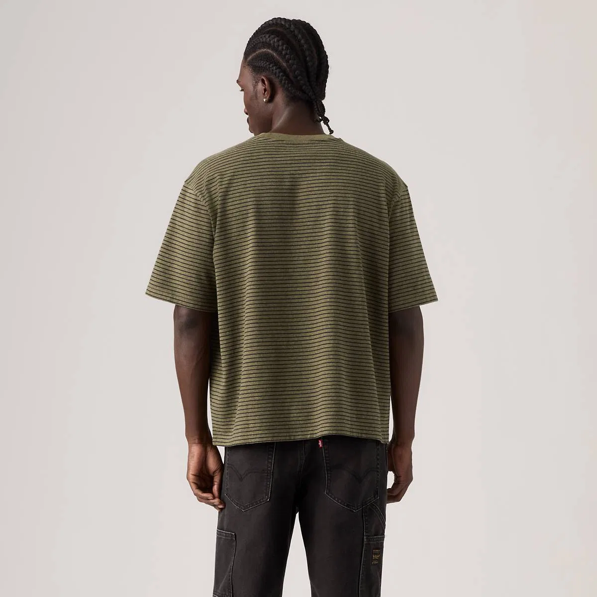 Рабочая футболка с коротким рукавом и карманом Levi's, Garry Stripe Green Heather - Green — фото 4
