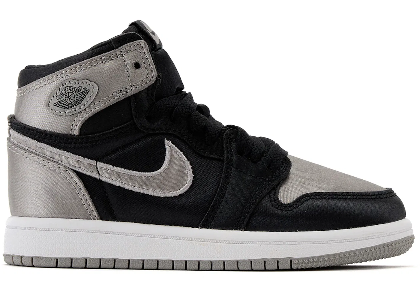 Детское кеды Satin Shadow Jordan 1 Retro High OG, Black/Medium Grey/White