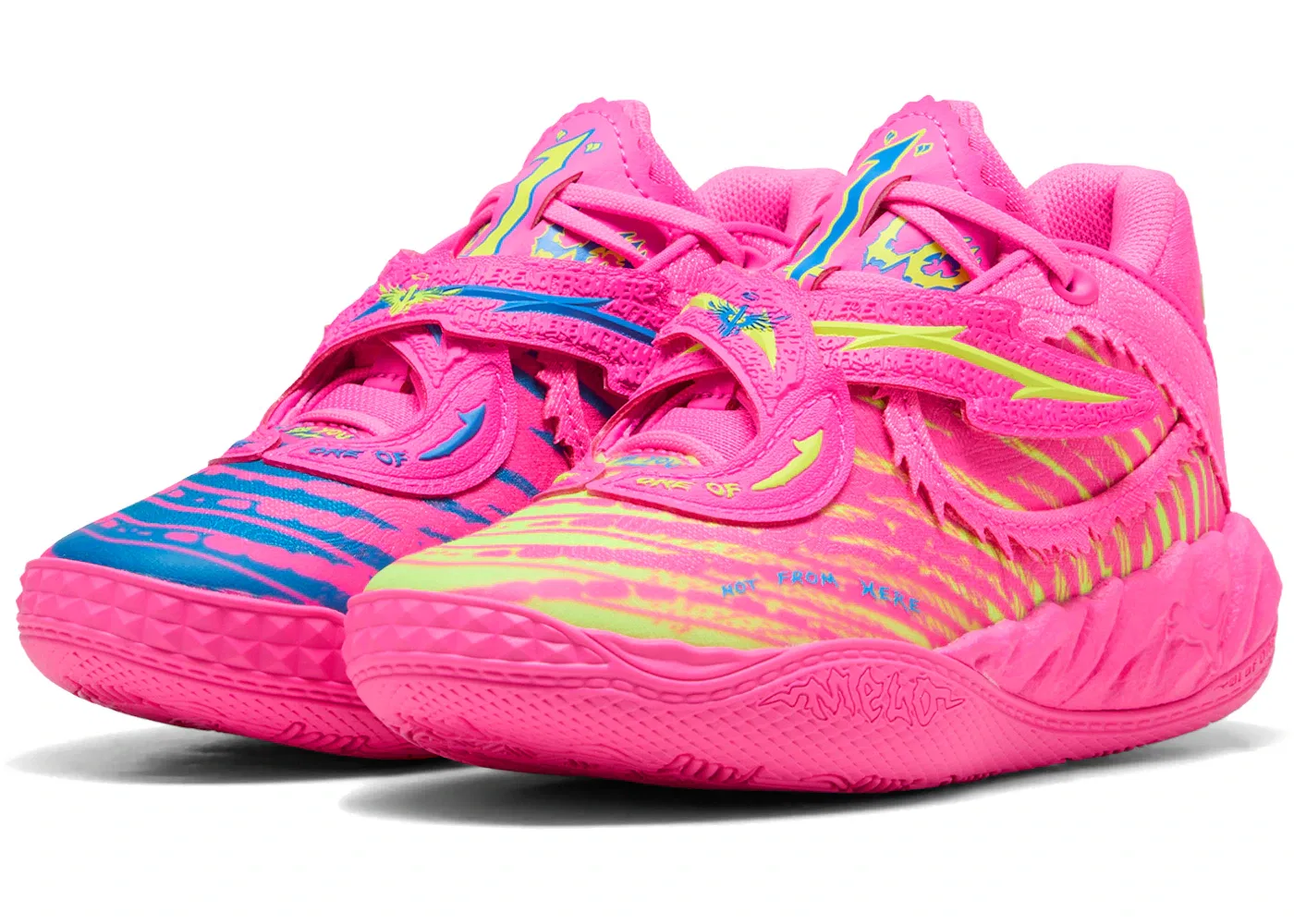 Детские кроссовки для мальчиков с высоким берцем Puma LaMelo Ball MB.05, Poison Pink/Ultra Blue/Yellow Alert