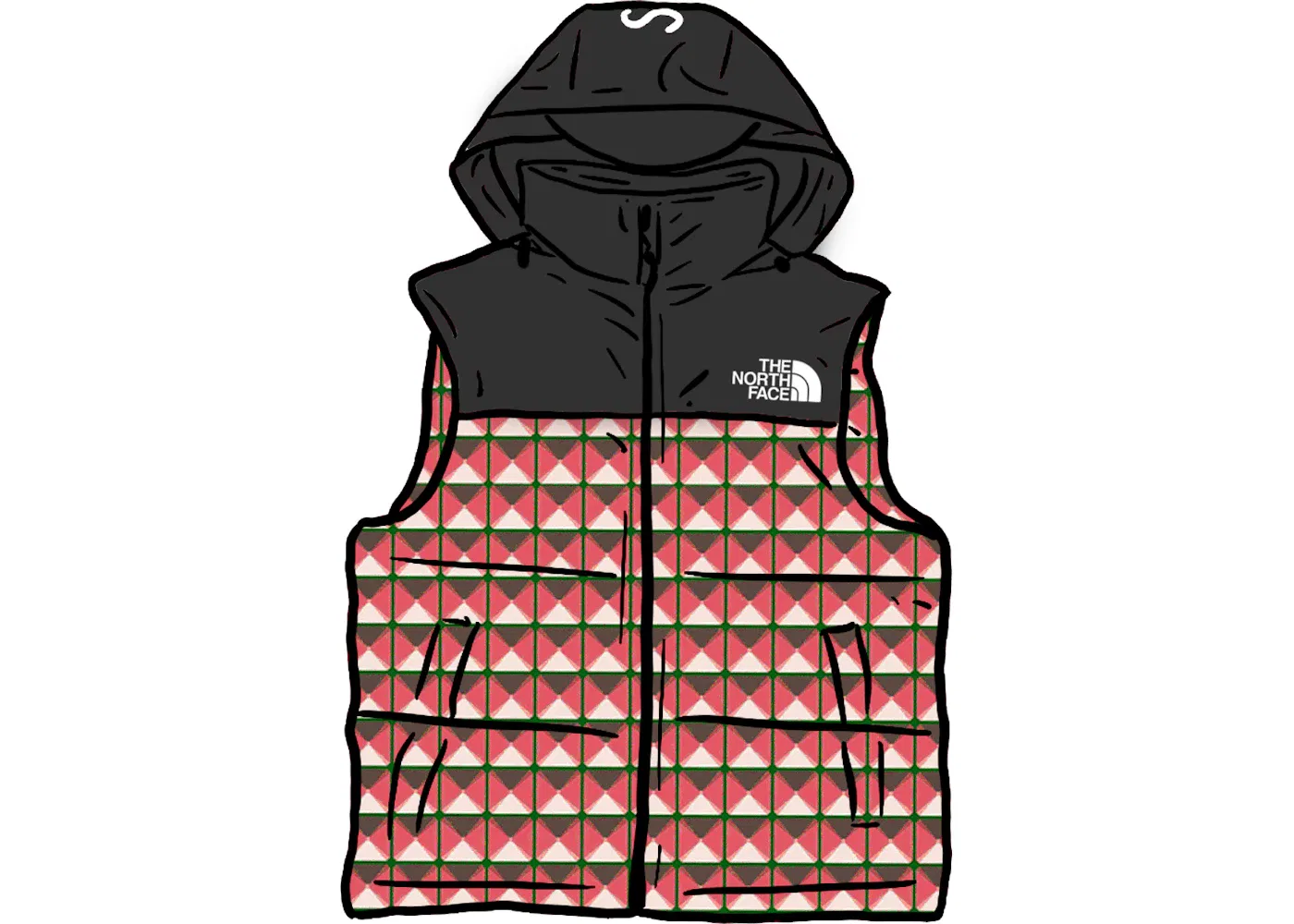 Мужской жилет Supreme The North Face Studded Nuptse, красный