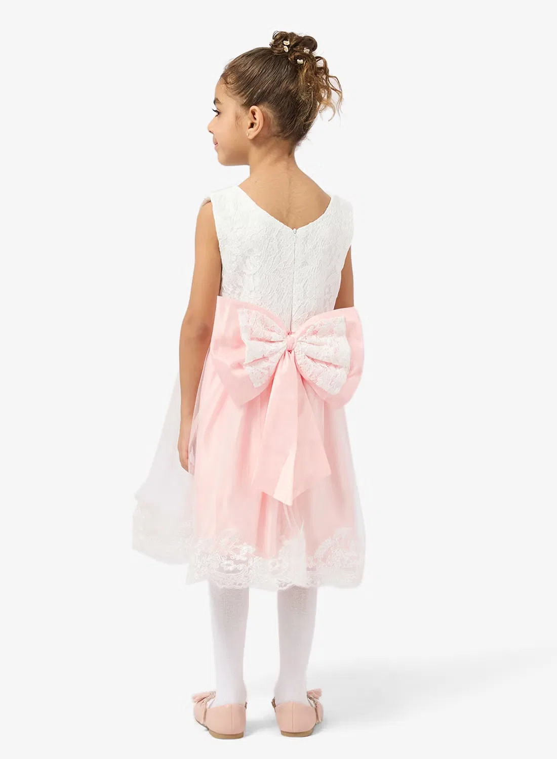Платье с бантом и кружевом Occasion bow lace Pinata, светло-розовый — фото 2