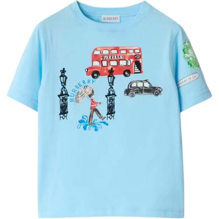 Футболка детская с круглым вырезом Burberry, Sky Blue