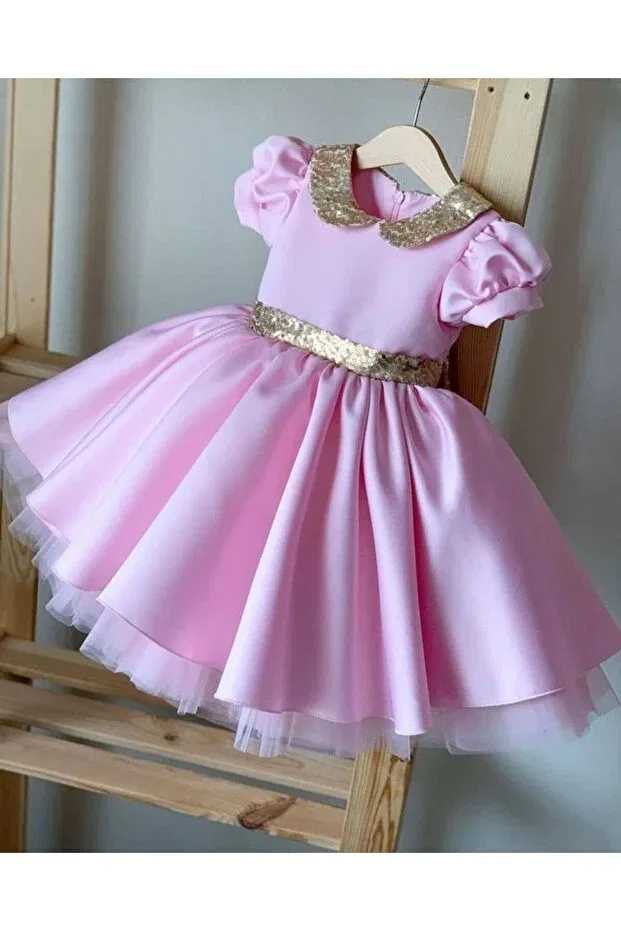 Детское платье для девочек с пайетками Papatya Çeyiz Tasarım, Pink
