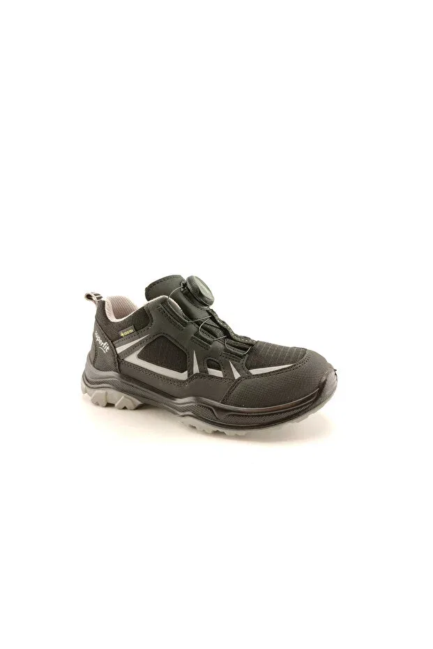 Детские туфли для девочек на шнуровке из искусственной кожи Superfit, Black/Light Gray — фото 2