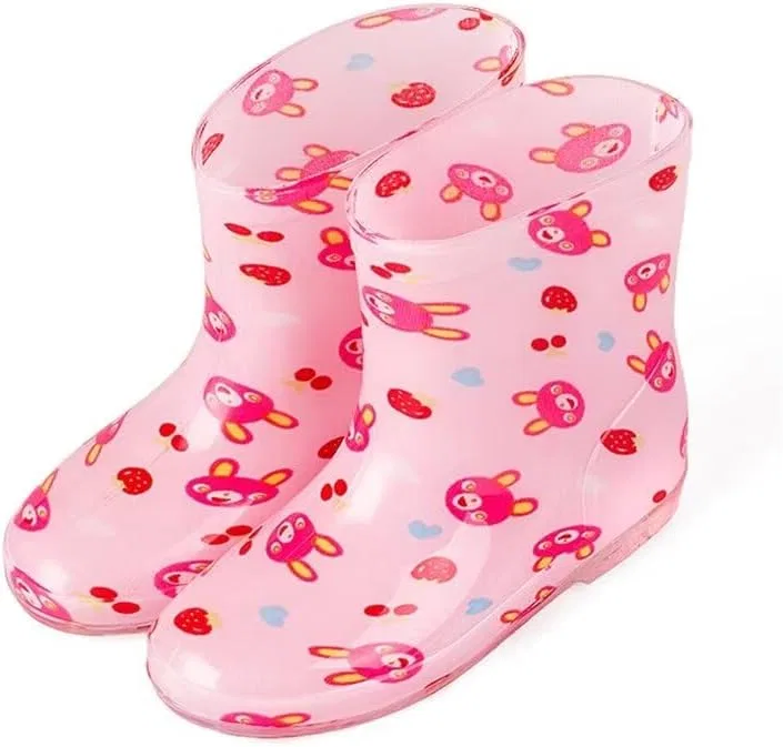 Детские сапоги для девочек и мальчиков с мультяшным принтом Zonkacen, Pink Bear
