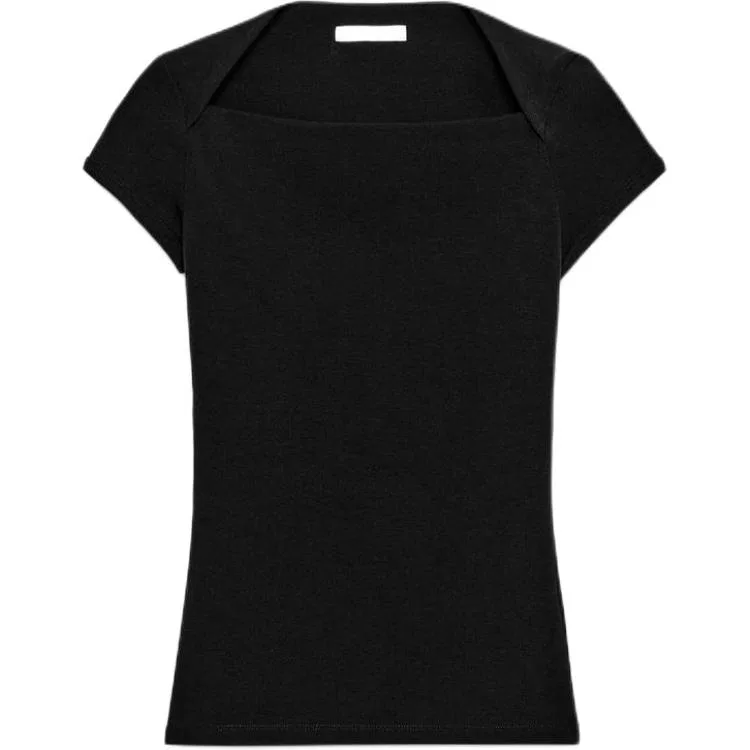 Женская футболка с квадратным вырезом прямого кроя Black ZARA