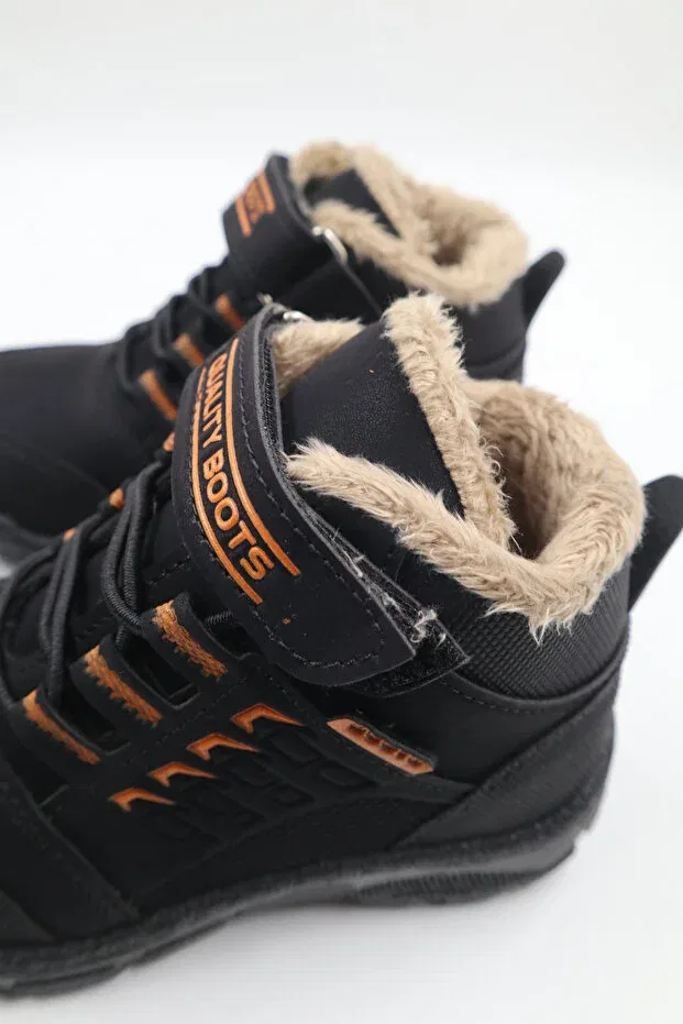 Детские ботинки для девочек на зиму Nazenintasarımlar, Black Orange — фото 4