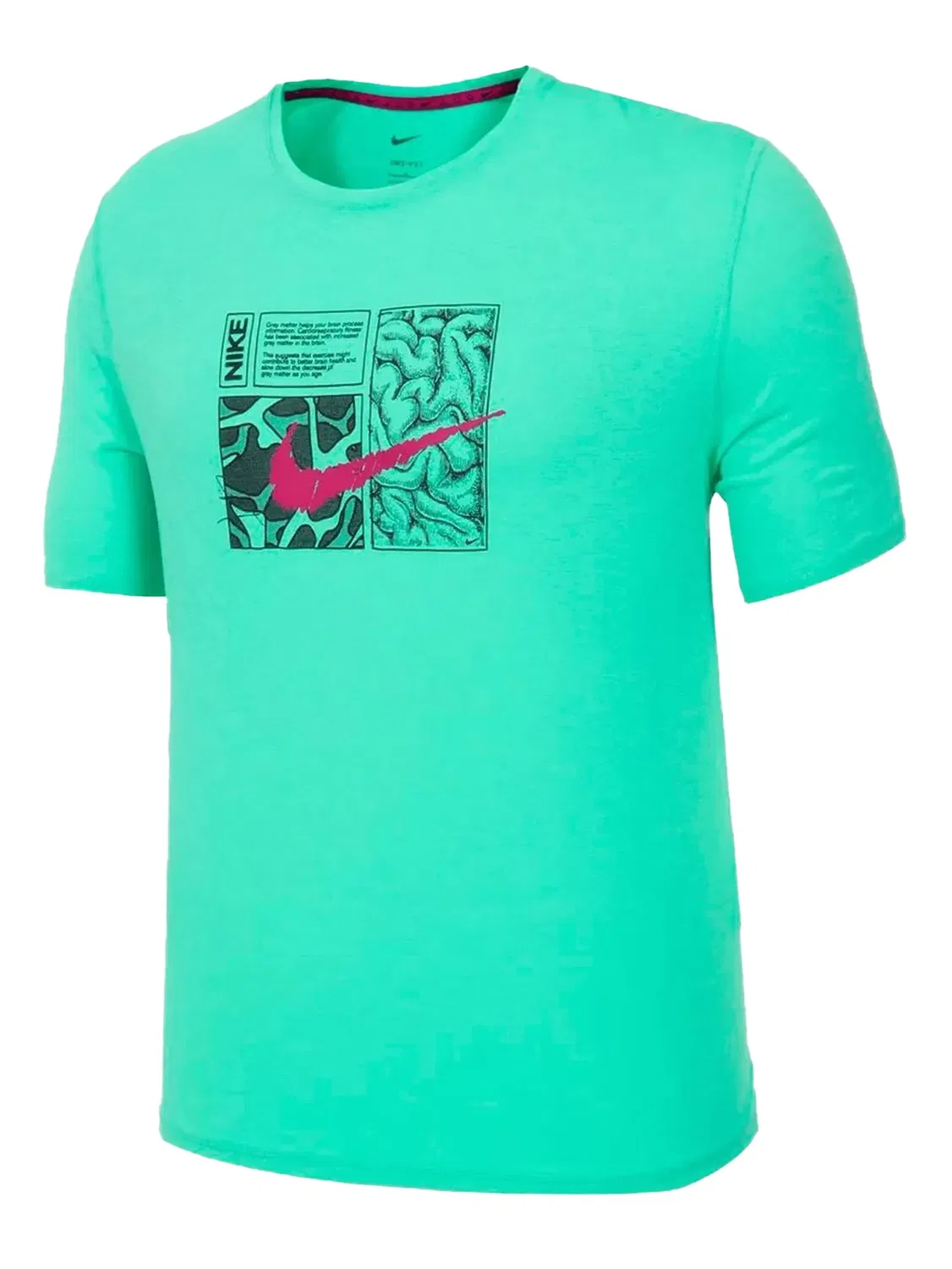 Футболка Dri-FIT Miler D.Y.E. Light Menta/Dynamic Berry Nike, зеленый