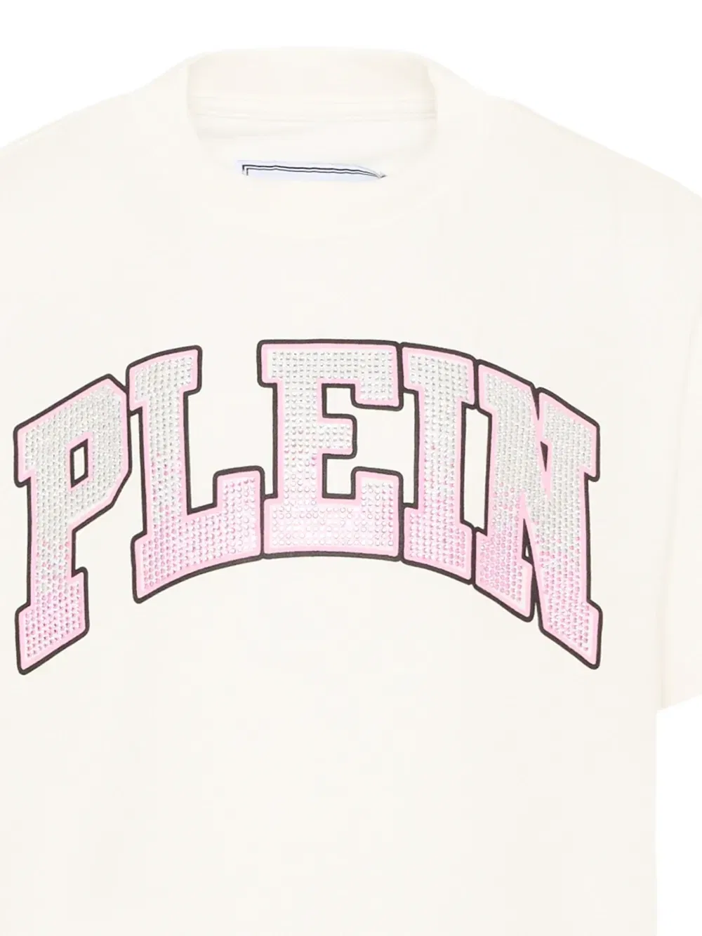 Футболка с логотипом, украшенным кристаллами Philipp Plein Junior, бежевый — фото 3