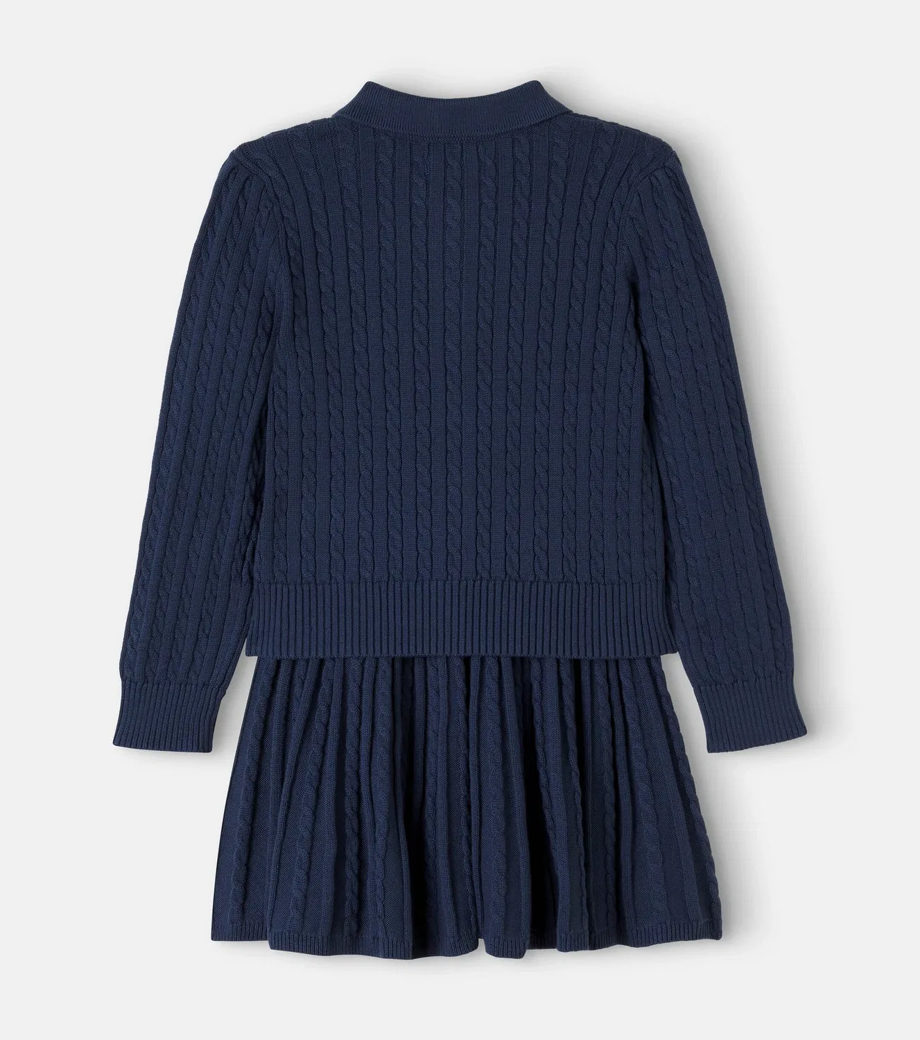 Комплект из хлопкового кардигана и юбки с косами Polo Ralph Lauren Kids, синий — фото 3