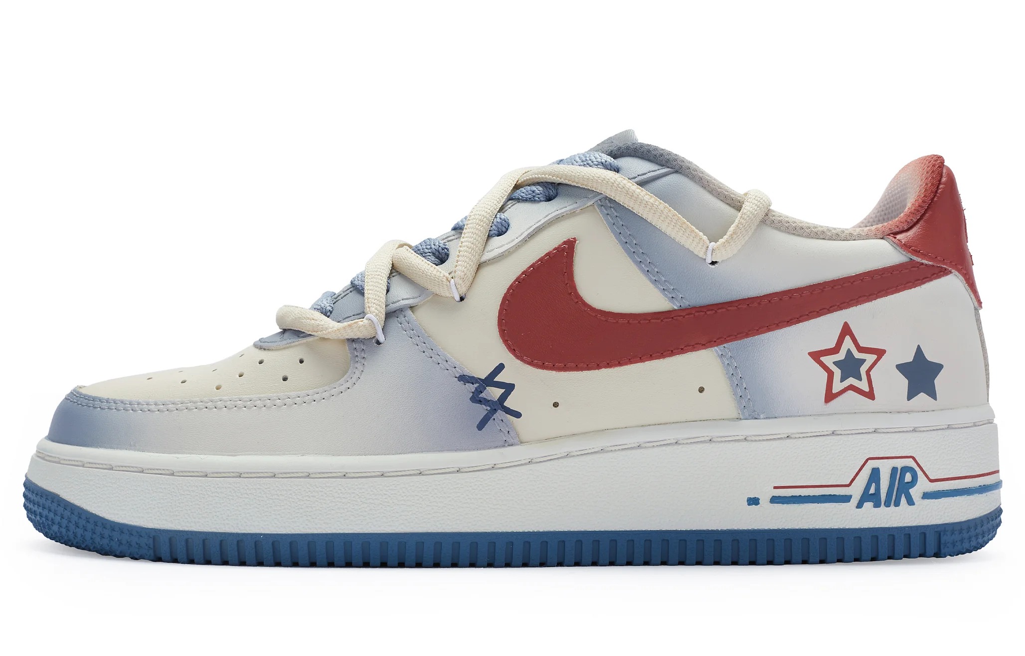 

Кастомизированные кроссовки Nike Air Force 1 Skateboard Men Low-Top, белый/синий