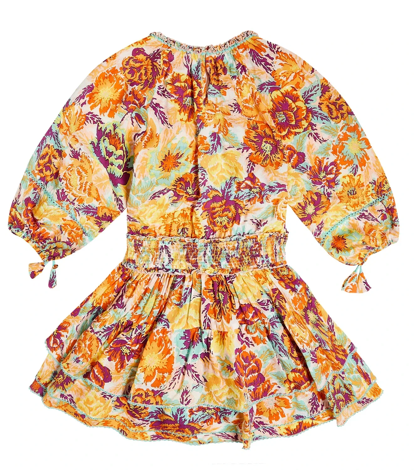 Платье с цветочным узором Yellow Rugosa Poupette St Barth Kids, оранжевый — фото 4