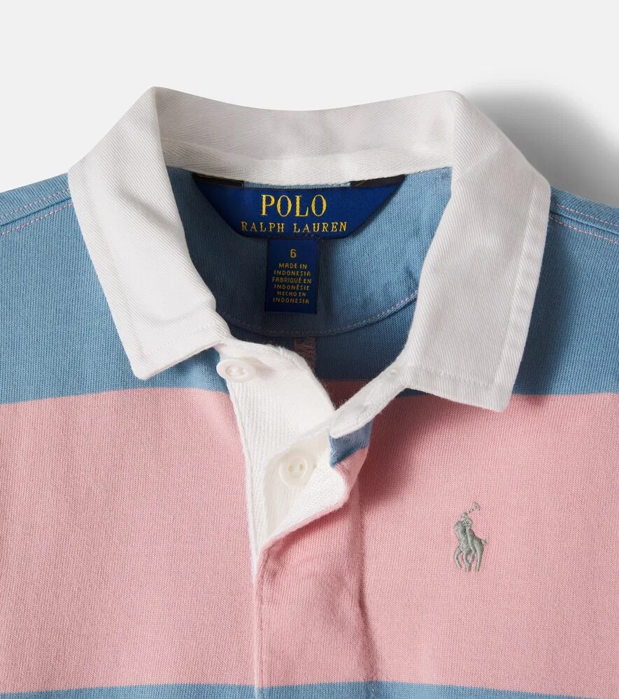 Полосатое хлопковое платье-поло Polo Ralph Lauren Kids, розовый — фото 4