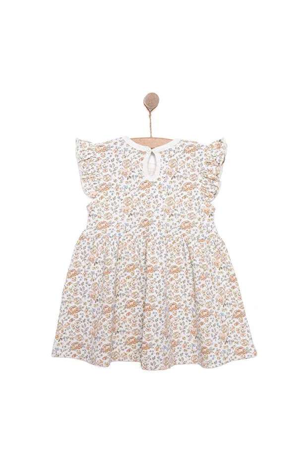 Детское платье для девочек с принтом Hellobaby newborn dress Ebebek Hello Baby, Ecru Printed — фото 2