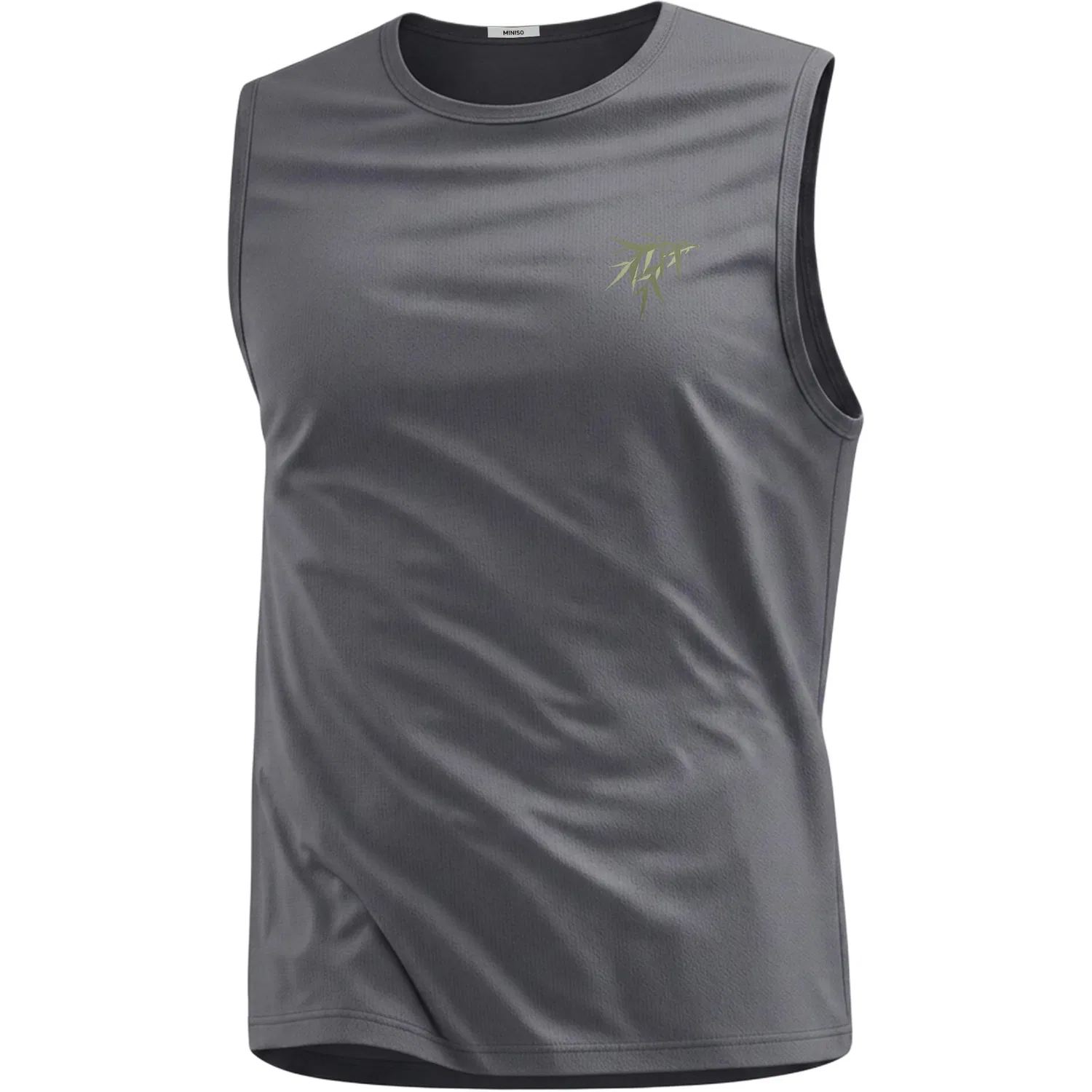 Детский топ-майка с круглым вырезом Ice Silk Cooling Breathable MINISO, Dark Gray (Ma Tuiduo Bamboo Green Chest Label)