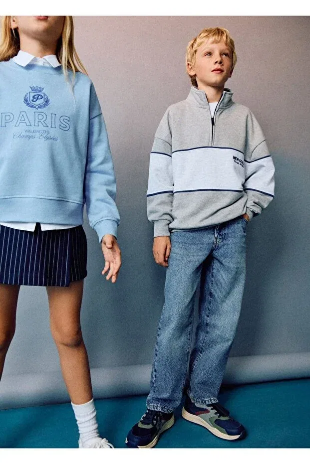 Детские свитшот для мальчиков с длинным рукавом Mango Kids, Medium Grizzly Gray — фото 3