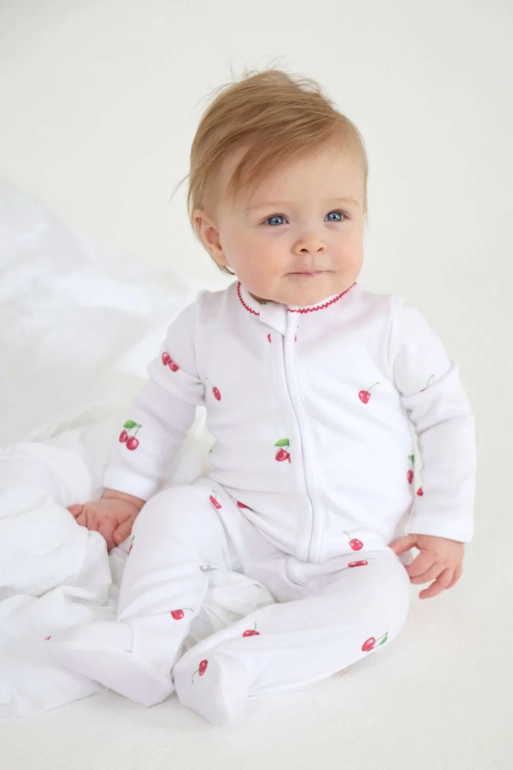 Слитный комбинезон для сна с отделкой пико Cherry Bamboo & Cotton Rosa & Blue — фото 2
