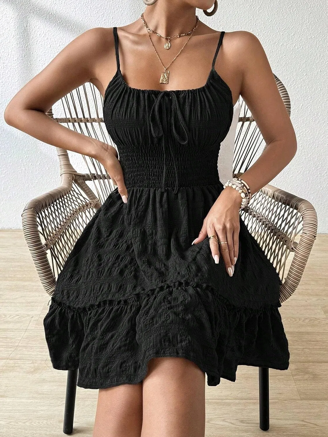 Женское ками-платье с завязками на талии Vacation Dress, Black — фото 4