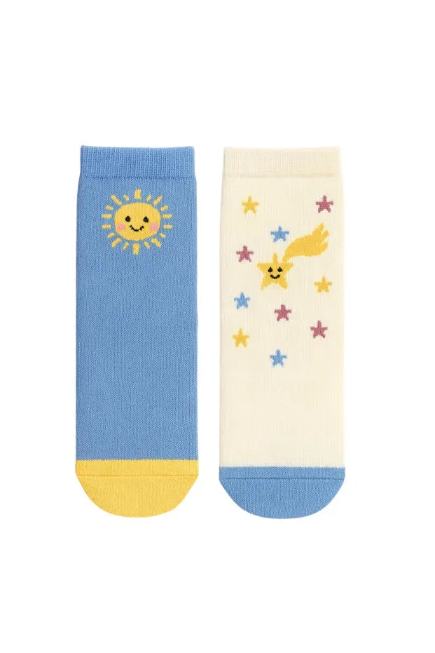 Детские носки для новорожденных хлопковые с принтом солнца и звезды Solde Socks, Multicolor