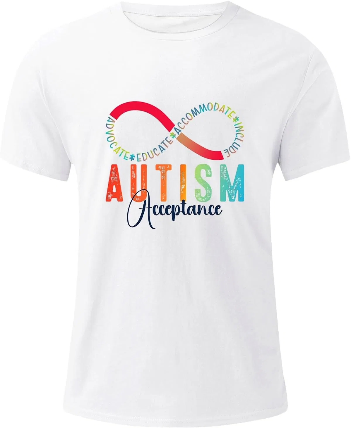 Футболка с принтом Autism Awareness, Crew Neck, White — фото 3