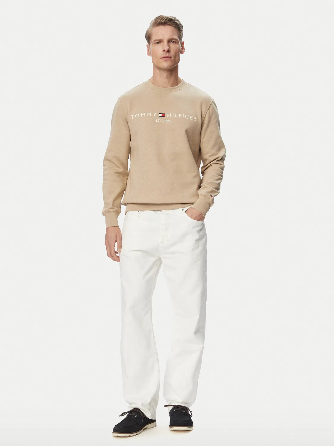 Мужская толстовка стандартного кроя Logo Tommy Hilfiger, бежевый — фото 2