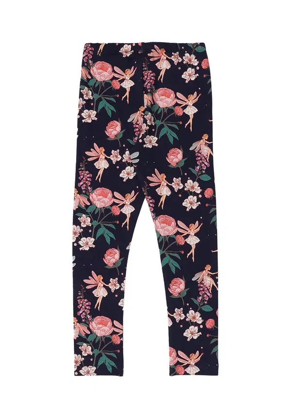 Брюки с принтом Floral, Fairies and flowers, Walkiddy, dark blue, темно-синий — фото 3