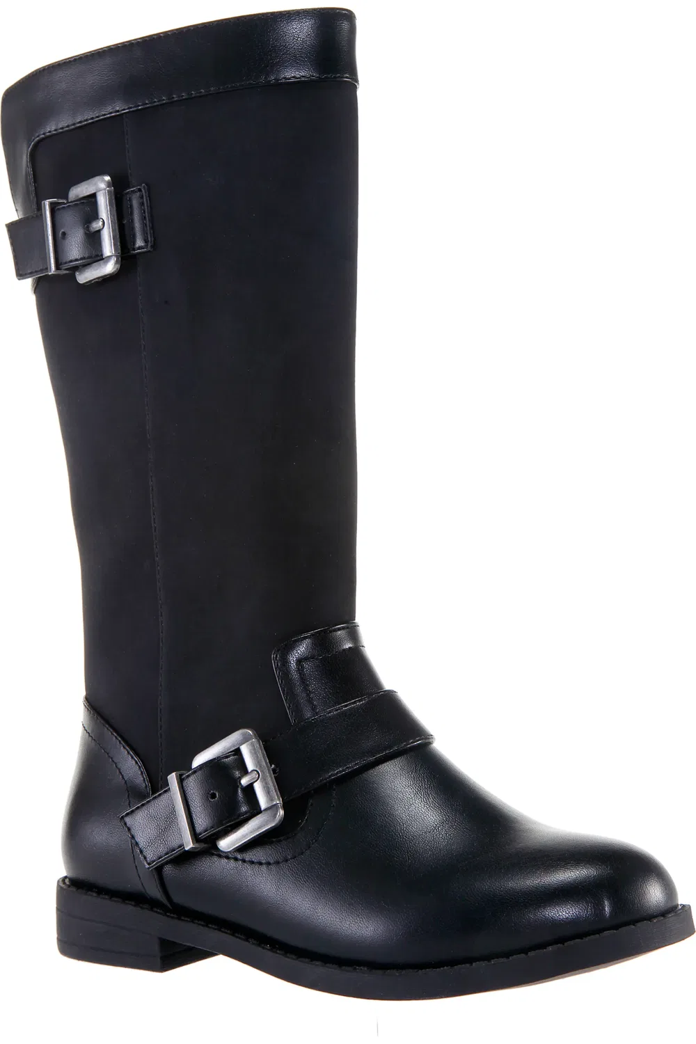 Детские ботинки riding boots с декоративными пряжками Tanjela Nina, Black Suede Smooth