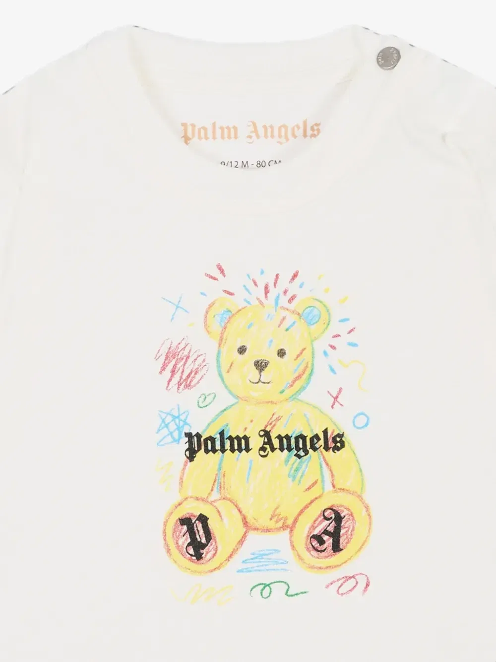 Футболка с принтом плюшевого мишки Palm Angels Kids, белый — фото 3