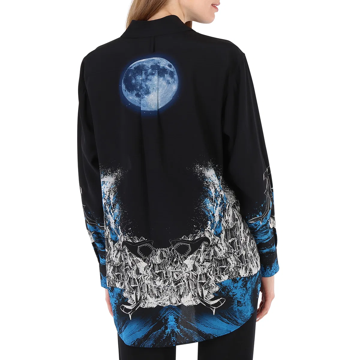 Шелковая рубашка с принтом русалки Ladies Mermaid Printed Silk Shirt Burberry, Black Ip Pat — фото 4