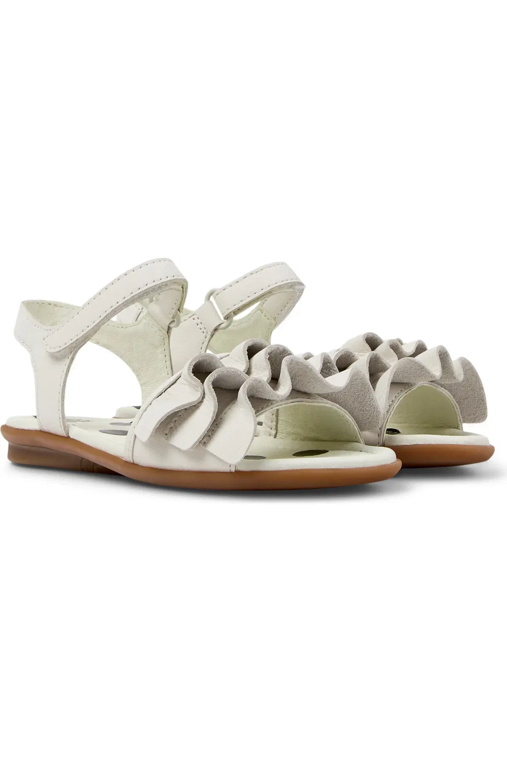 Сандалии детские Camper Right Twins, на липучке, White Natural