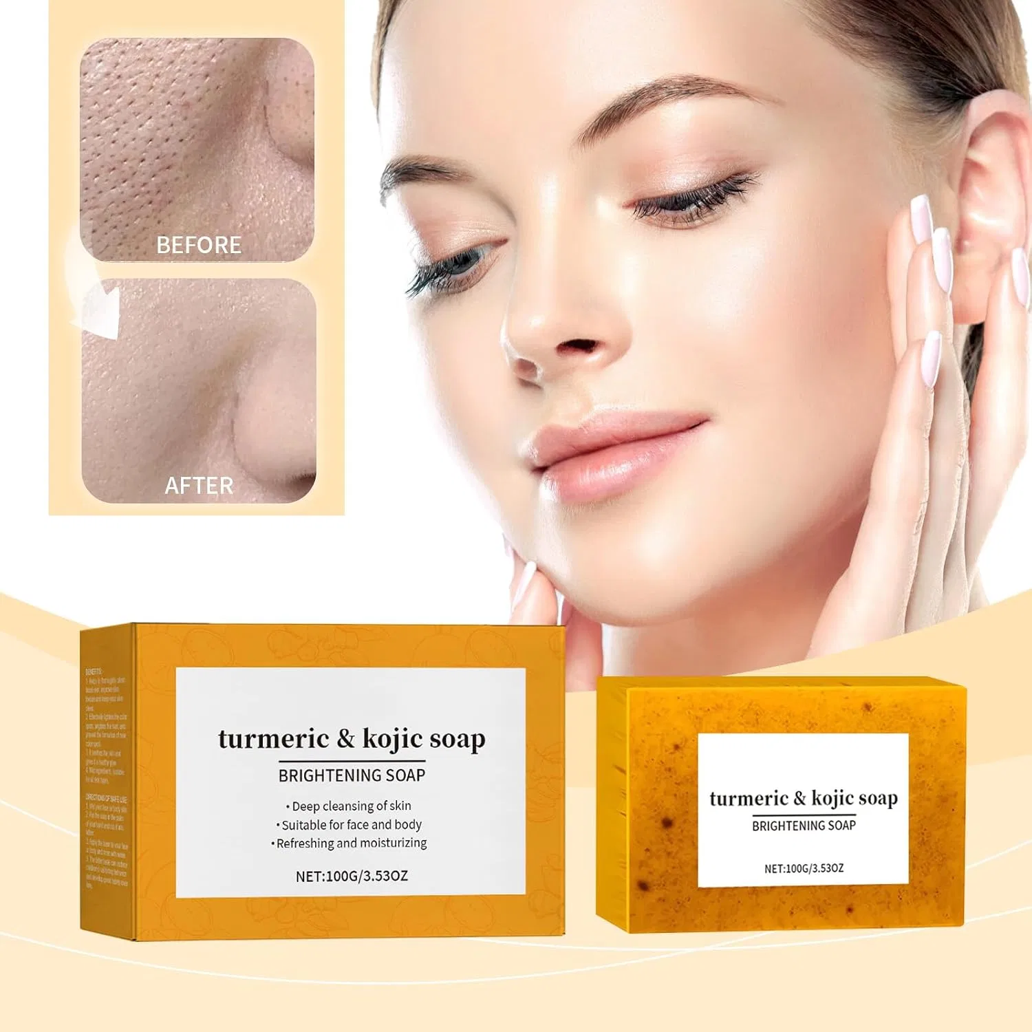 Мыло Kojic Acid Turmeric, SKZKK, 100 г, Yellow — фото 2