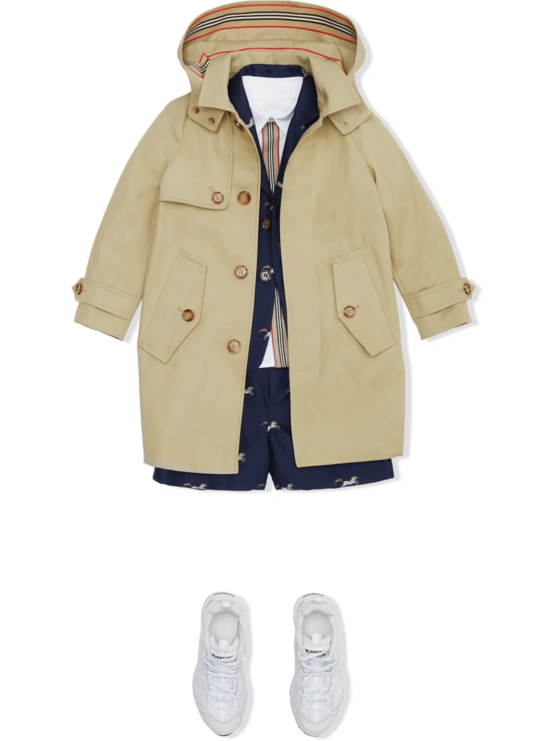 Плащ с капюшоном из габардина Burberry, нейтральные — фото 2