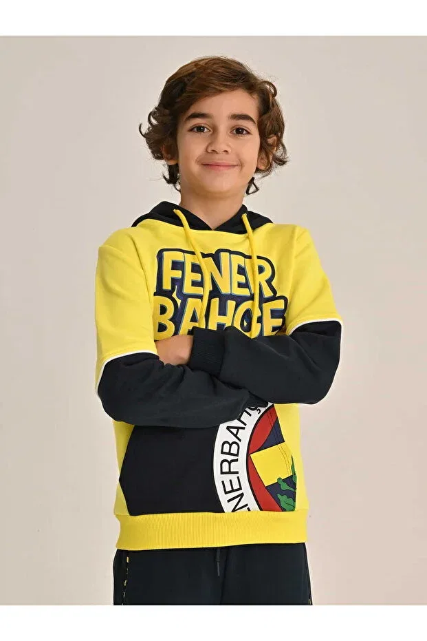 Детское худи для девочек с принтом Child Tribun Fenerbahce Fenerium, Yellow — фото 3