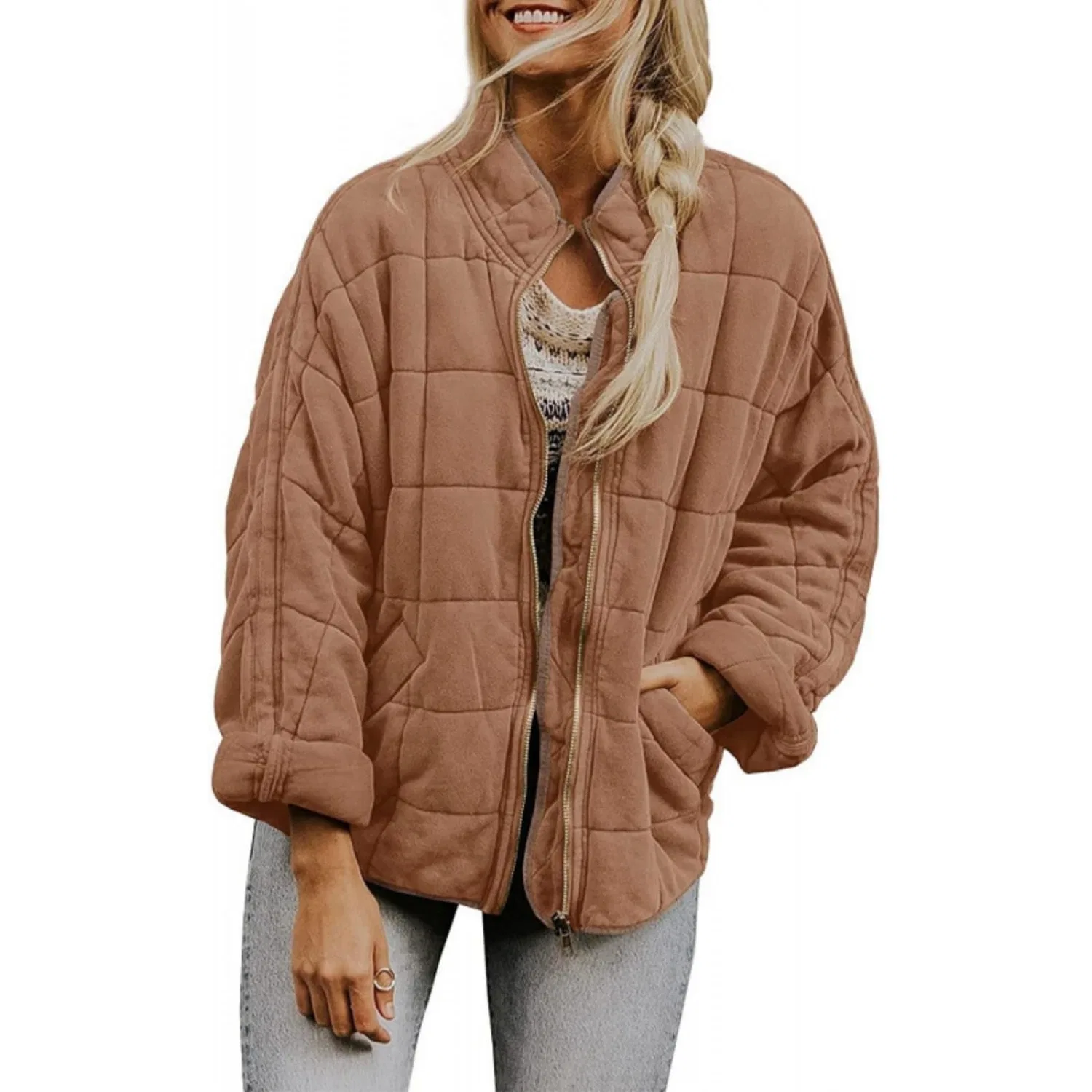 Женское утепленное пальто oversize с длинным рукавом, Cachi scuro