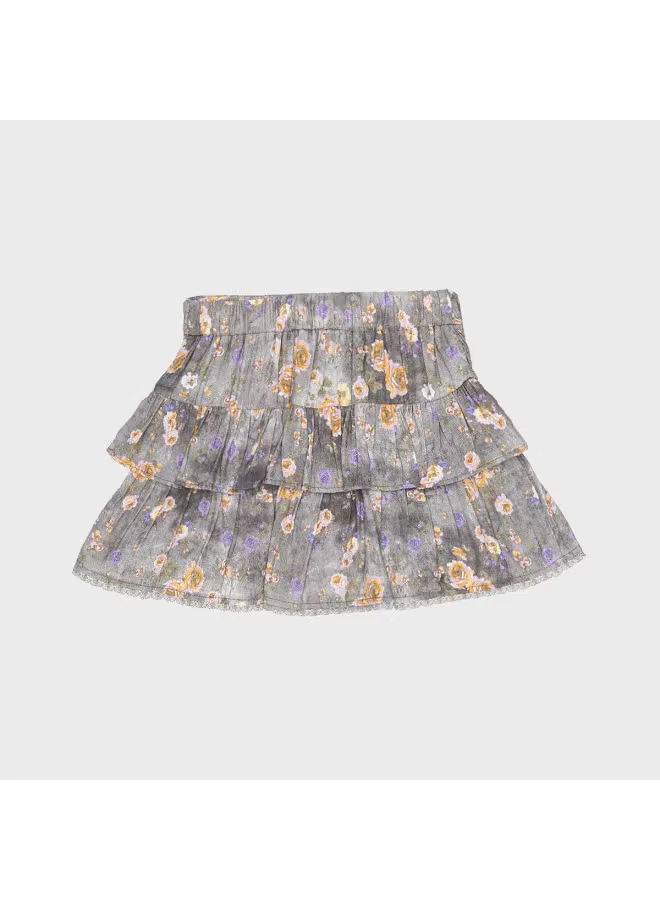 Юбка с цветочным принтом Zara, серый/желто-фиолетовый — фото 3