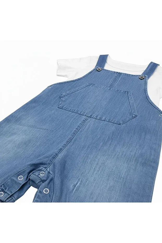 Детский комбинезон джинсовый с коротким рукавом Koçar Bebek, Navy Blue — фото 3