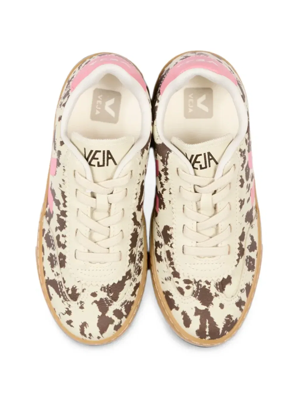 Кроссовки Volley из кожи с коровьим принтом Veja Kids, бежевый — фото 4
