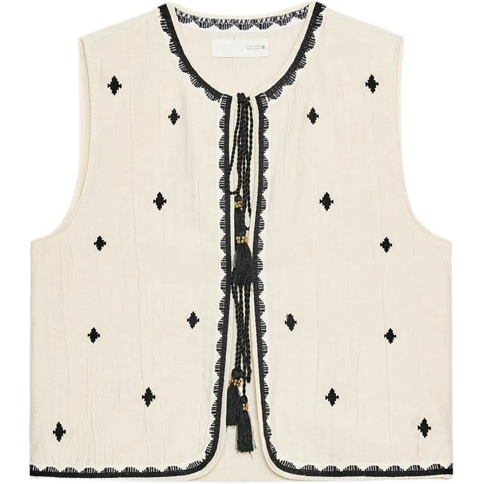 Женский топ без рукавов белый с круглым вырезом ZARA, Raw White