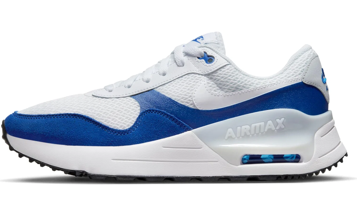 Детские кроссовки для мальчиков на шнуровке Air Max Systm NIKE, Old Royal White Pure Platinum Black
